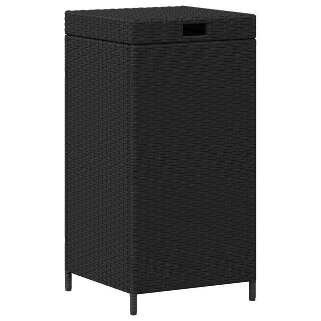 Udendørs affaldsspand Sort 40 x 40 x 80 cm polyrattan