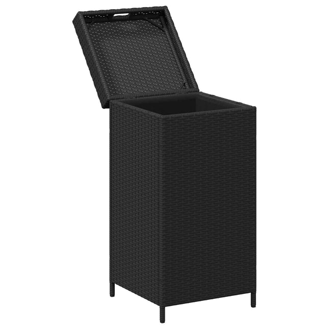 Udendørs affaldsspand Sort 40 x 40 x 80 cm polyrattan