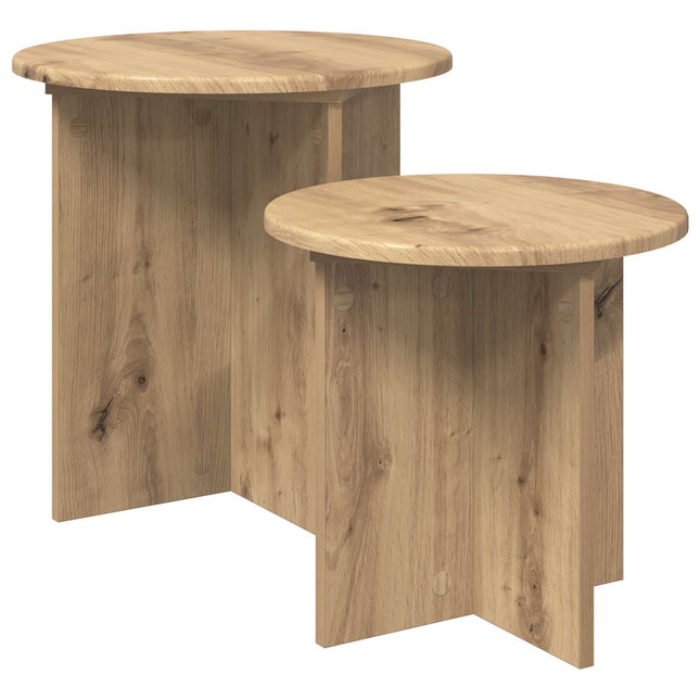 Sidebordssæt med opbevaring 2 pcs Artisan-eg Konstrueret træ