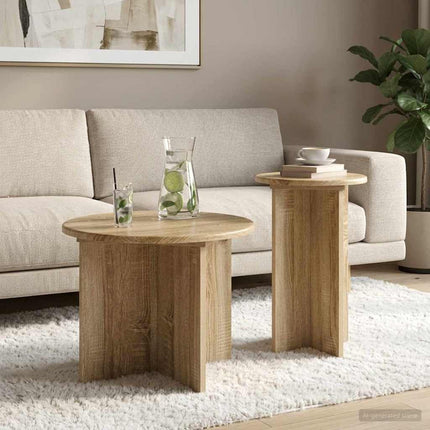 Sidebordssæt 2 stk. Sonoma-eg Ø 45 x 35 cm Konstrueret træ