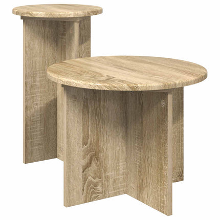 Sidebordssæt 2 stk. Sonoma-eg Ø 45 x 35 cm Konstrueret træ