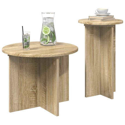Sidebordssæt 2 stk. Sonoma-eg Ø 45 x 35 cm Konstrueret træ