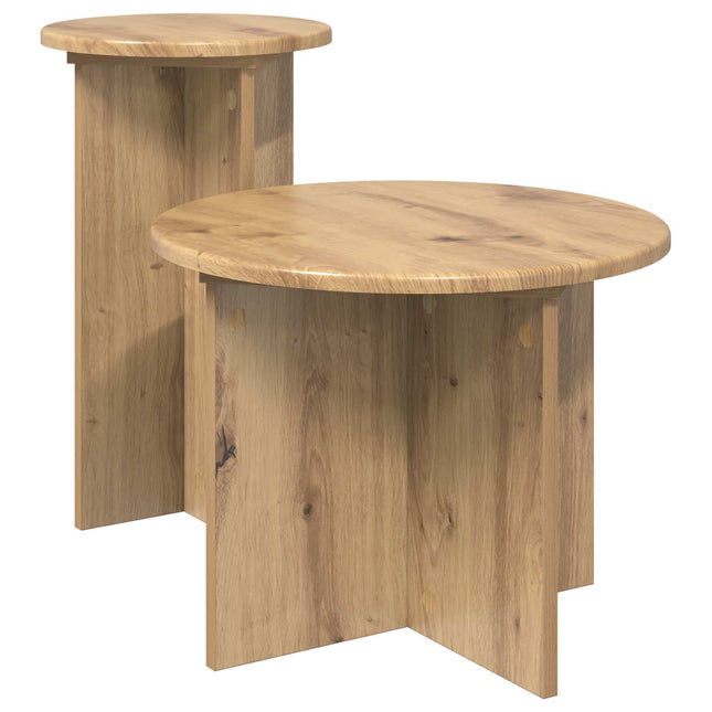 Sidebordssæt med opbevaring 2 pcs Artisan-eg Konstrueret træ