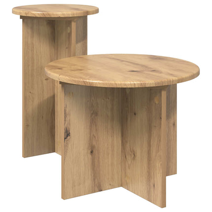 Sidebordssæt 2 stk. Artisan-eg Ø 45 x 35 cm Konstrueret træ