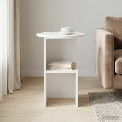 Sidebord Hvid Ø 39,5 x 55 cm Konstrueret træ