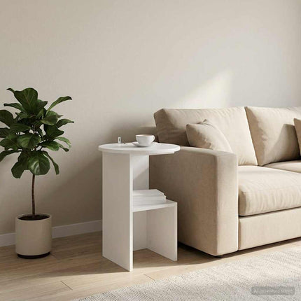 Sidebord Hvid Ø 39,5 x 55 cm Konstrueret træ