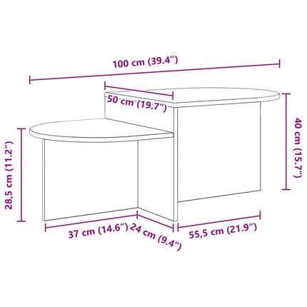 Sofabord Hvid højglans 100 x 50 x 40 cm Konstrueret træ
