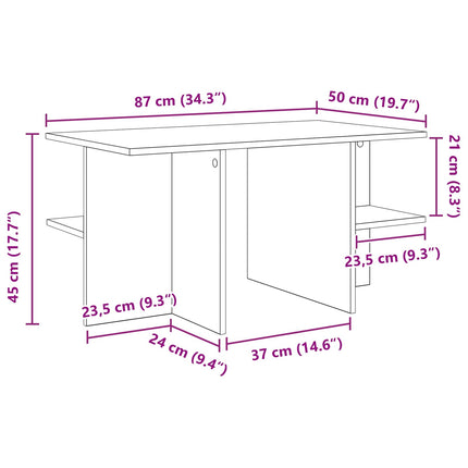 Sofabord Sort eg 87 x 50 x 45 cm Konstrueret træ