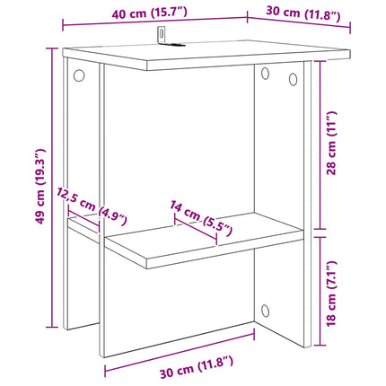 Sofabord Hvid 40 x 30 x 49 cm Konstrueret træ