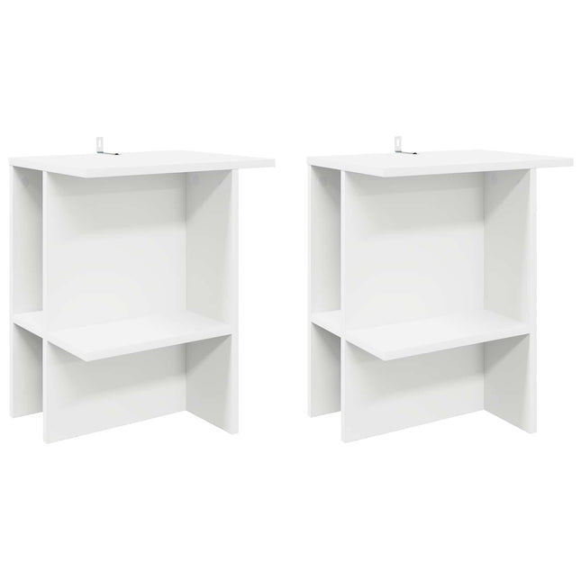 Sofabord 2 pcs Hvid 40 x 30 x 49 cm Konstrueret træ