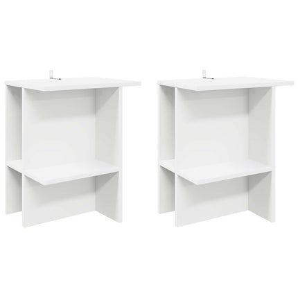 Sofabord 2 stk. Hvid 40 x 30 x 49 cm Konstrueret træ