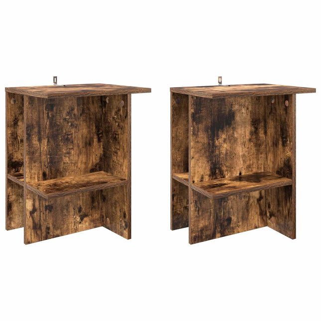 Sofabord 2 pcs Røget eg 40 x 30 x 49 cm Konstrueret træ