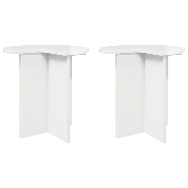 Sidebord 2 pcs Hvid højglans Ø 39 x 38 cm Konstrueret træ