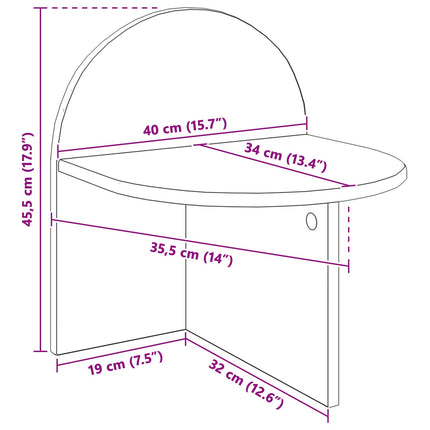 Sengebord Hvid 40 x 35,5 x 45,5 cm Konstrueret træ