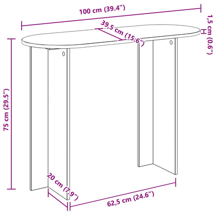 Konsolbord Røget eg 100 x 39,5 x 75 cm Konstrueret træ