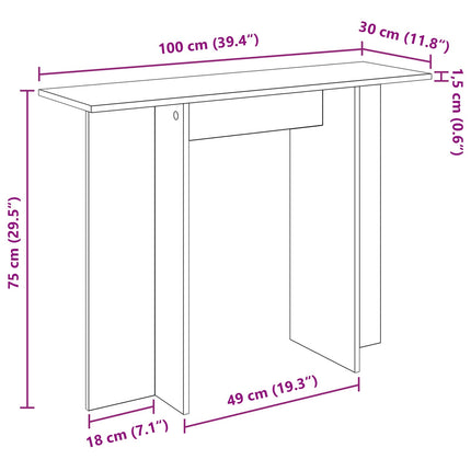 Konsolbord Sort eg 100 x 30 x 75 cm Konstrueret træ