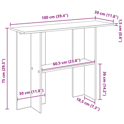 Konsolbord Sort eg 100 x 30 x 75 cm Konstrueret træ
