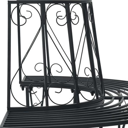 Træ Bænk 4-Antal sæder 160 x 80 x 89 cm Stål Sort halvrund