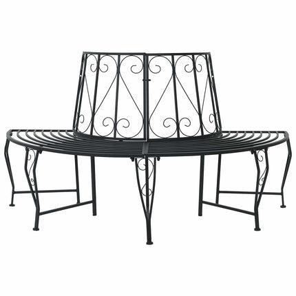 Træ Bænk 4-Antal sæder 160 x 80 x 89 cm Stål Sort halvrund