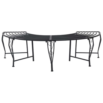 Træ Bænk 4-Antal sæder 160 x 80 x 44 cm Stål Sort halvrund