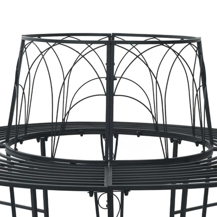 Træ Bænk 8-Antal sæder Ø 160 x 89 cm Stål Sort Rund