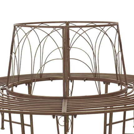 Træ Bænk 8-Antal sæder Ø 160 x 89 cm Stål Antik Brun Rund