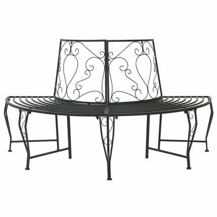 Træ Bænk 4-Antal sæder 160 x 80 x 89 cm Stål Sort halvrund