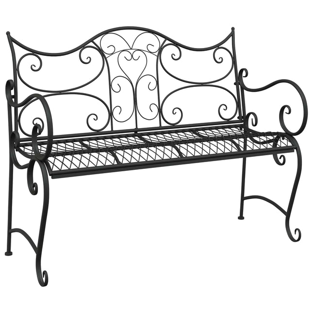 Havebænk 2-Antal sæder 114 x 56,5 x 90 cm Stål Sort