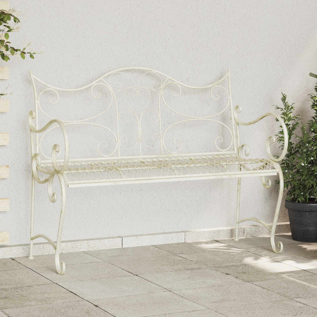 Havebænk 2-Antal sæder 114 x 56,5 x 90 cm Stål Antik hvid