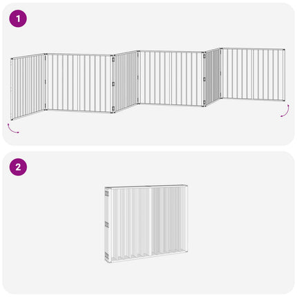 Hundedør 6 pcs Sort 100 x 80 cm Galvaniseret stål
