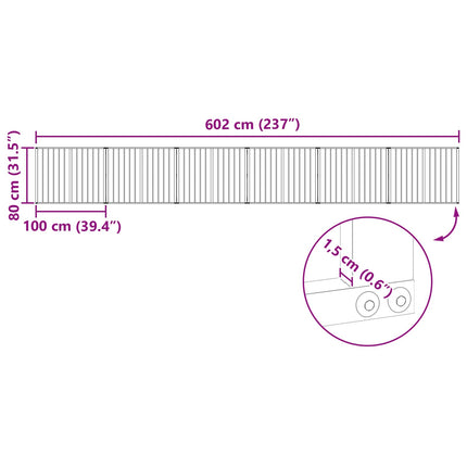 Hundedør 6 pcs Sort 100 x 80 cm Galvaniseret stål