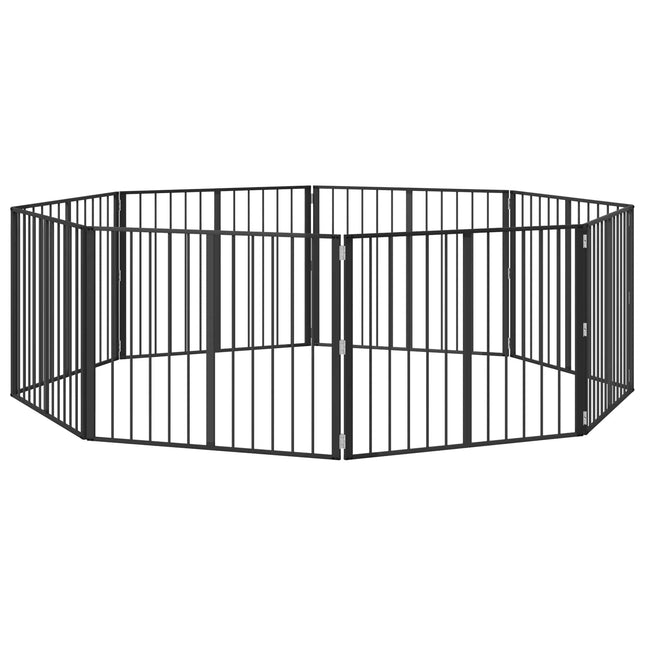 Hundedør 8 pcs Sort 100 x 80 cm Galvaniseret stål