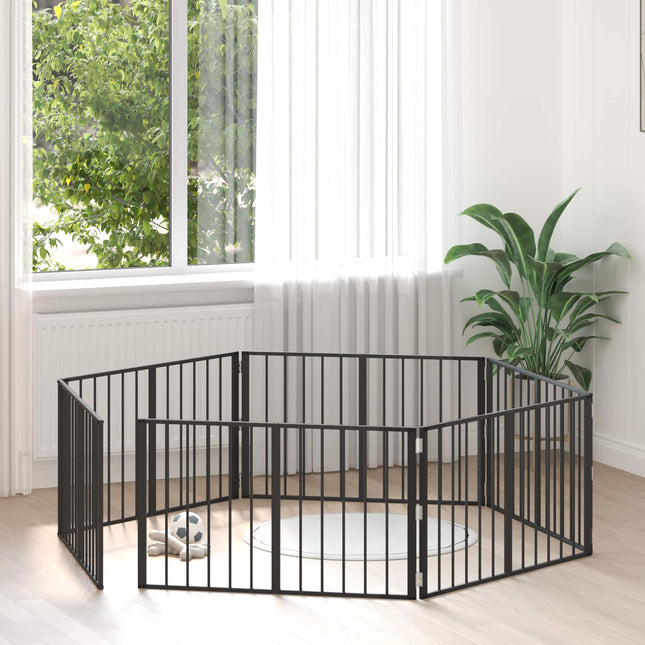 Hundedør 6 stk. Sort 100 x 60 cm Galvaniseret stål
