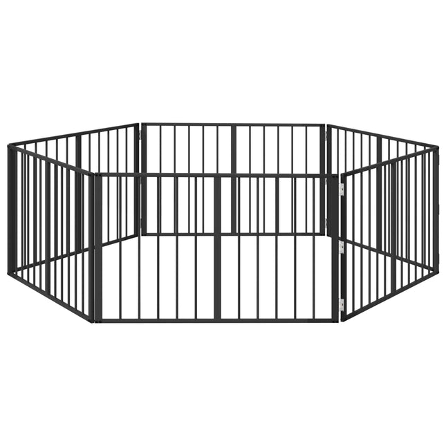 Hundedør 6 stk. Sort 100 x 60 cm Galvaniseret stål