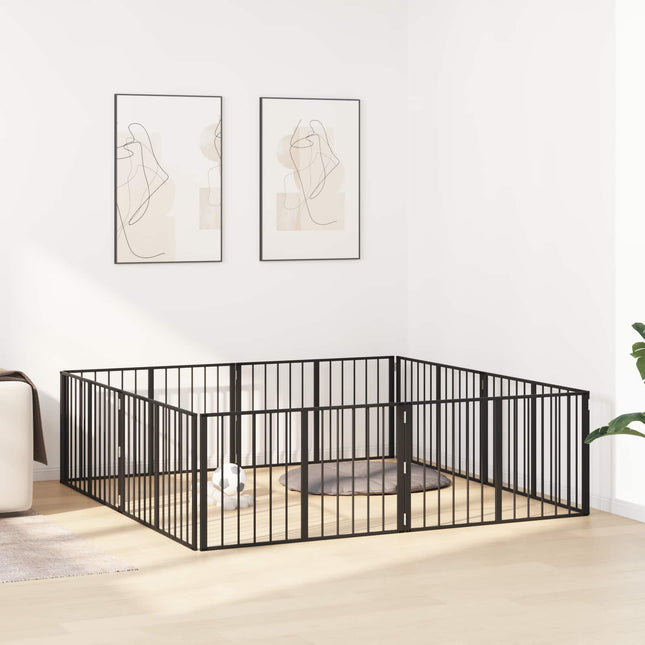 Hundedør 8 stk. Sort 100 x 60 cm Galvaniseret stål