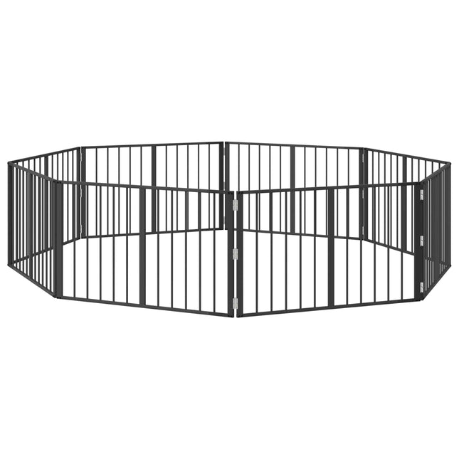 Hundedør 8 stk. Sort 100 x 60 cm Galvaniseret stål