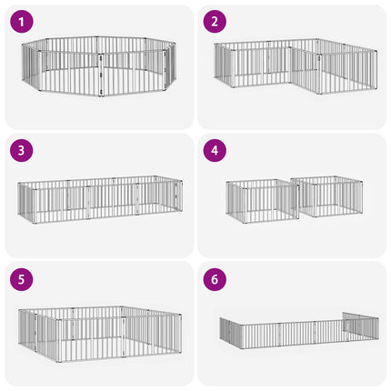 Hundedør 8 pcs Sort 100 x 60 cm Galvaniseret stål