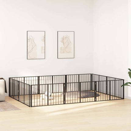 Hundedør 10 pcs Sort 100 x 60 cm Galvaniseret stål