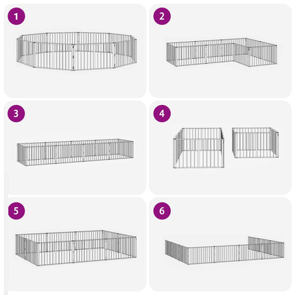 Hundedør 10 pcs Sort 100 x 60 cm Galvaniseret stål