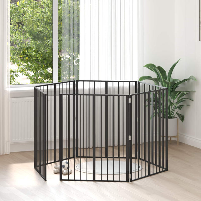Hundedør 6 stk. Sort 80 x 100 cm Galvaniseret stål