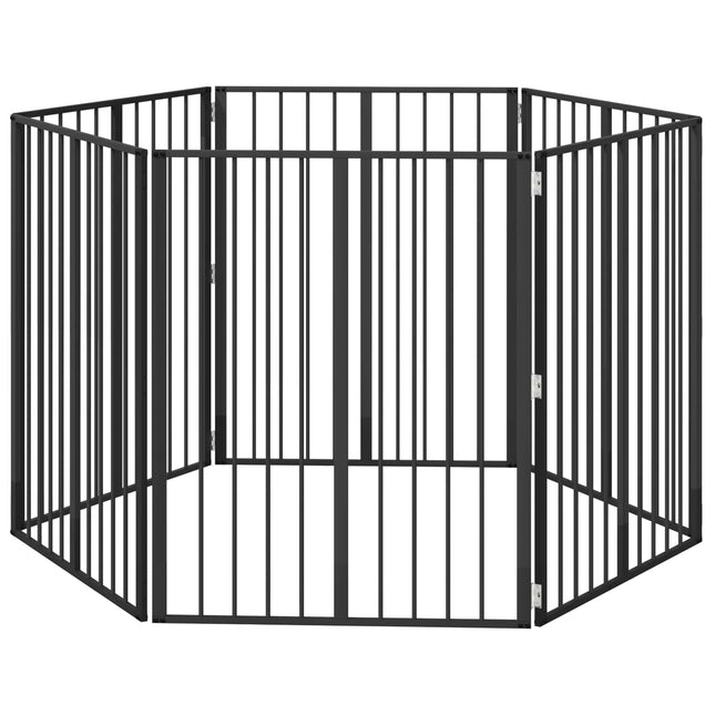 Hundedør 6 stk. Sort 80 x 100 cm Galvaniseret stål