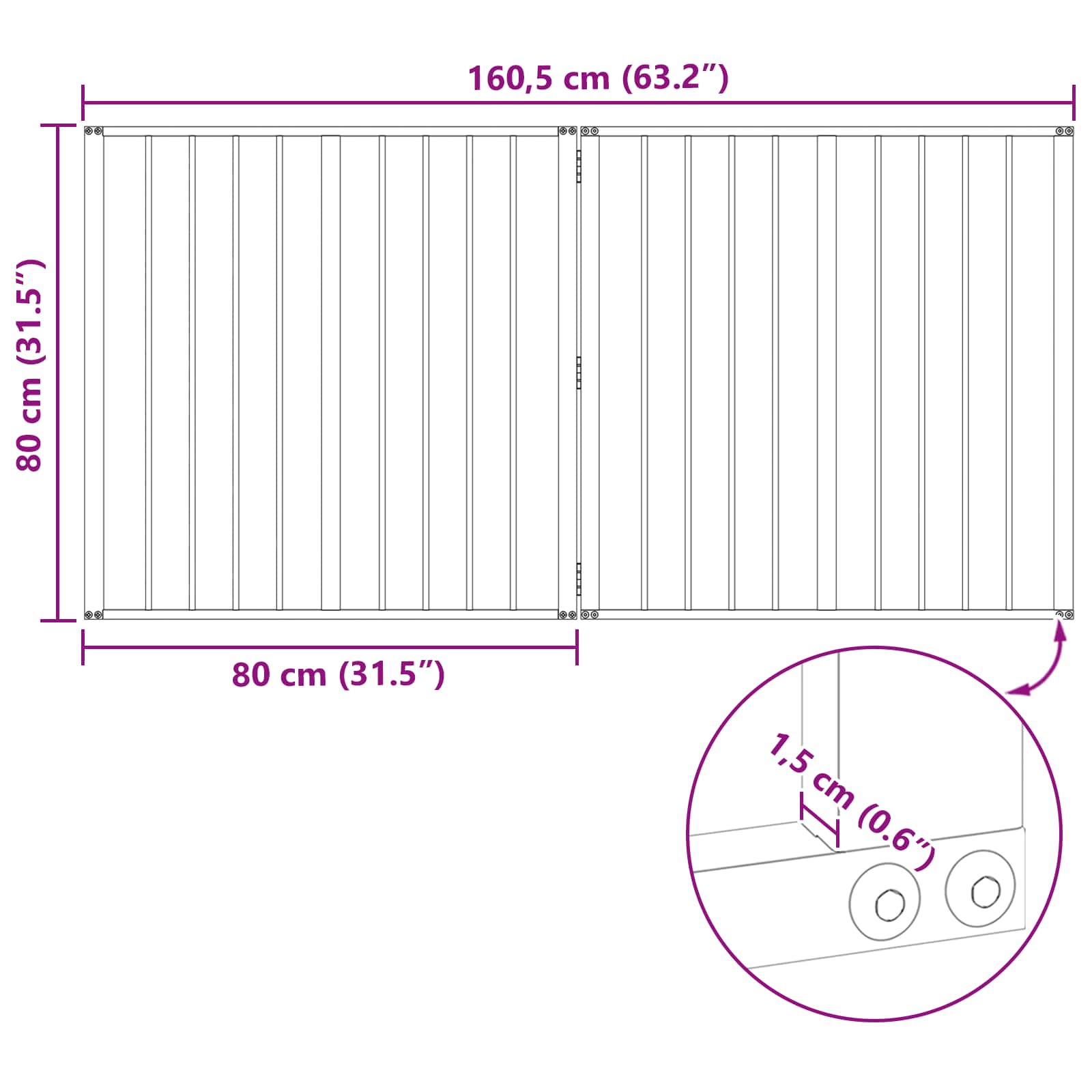 Hundedør 2 pcs Sort 80 x 80 cm Galvaniseret stål