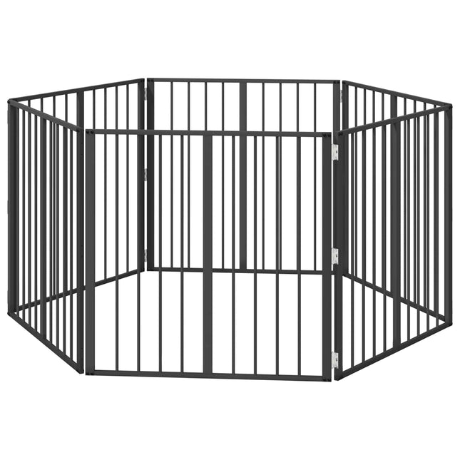 Hundedør 6 pcs Sort 80 x 80 cm Galvaniseret stål