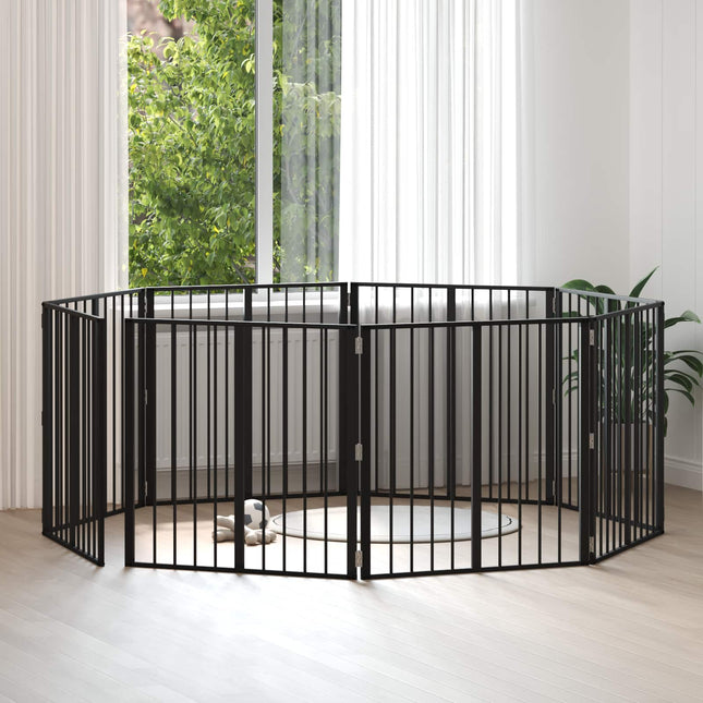Hundedør 8 stk. Sort 80 x 80 cm Galvaniseret stål
