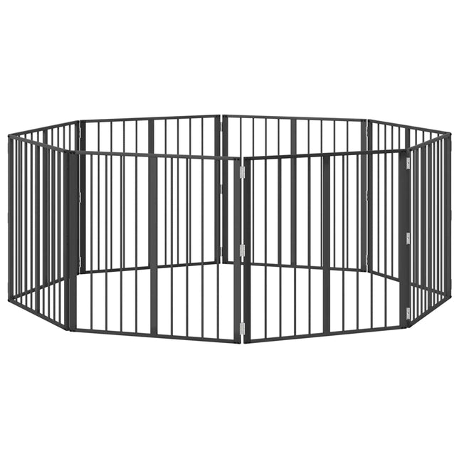 Hundedør 8 stk. Sort 80 x 80 cm Galvaniseret stål