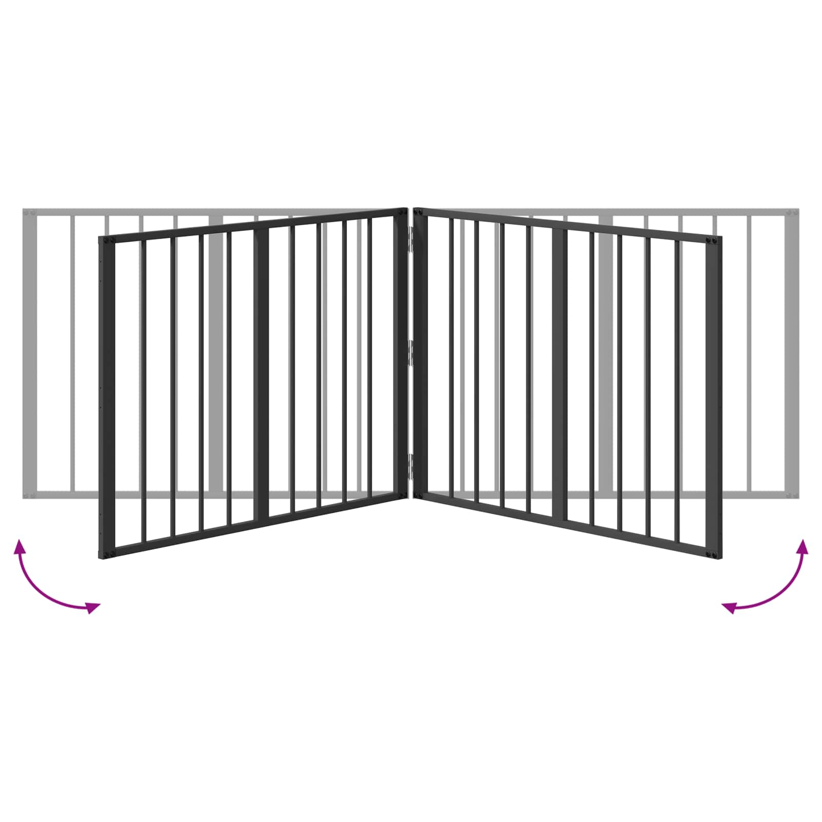 Hundedør 2 pcs Sort 80 x 60 cm Galvaniseret stål