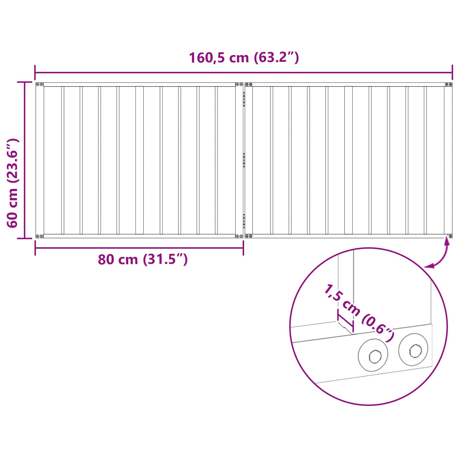 Hundedør 2 pcs Sort 80 x 60 cm Galvaniseret stål