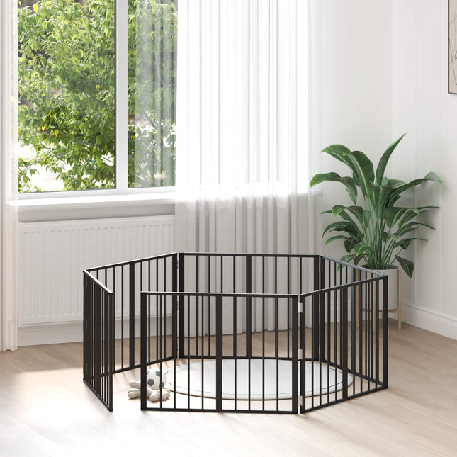 Hundedør 6 stk. Sort 80 x 60 cm Galvaniseret stål