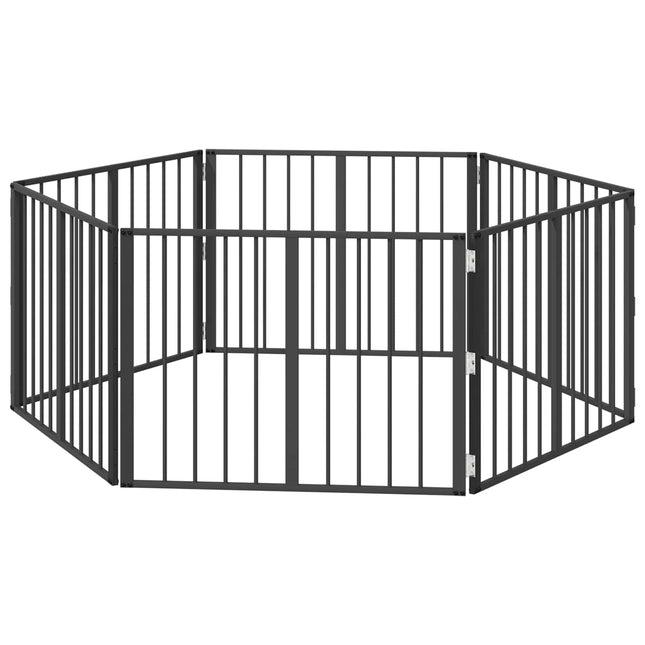 Hundedør 6 stk. Sort 80 x 60 cm Galvaniseret stål