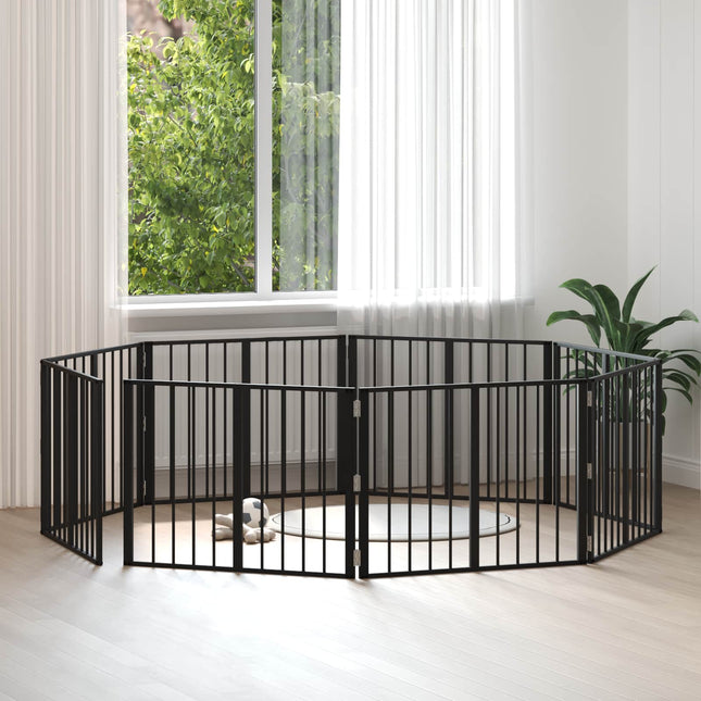 Hundedør 8 stk. Sort 80 x 60 cm Galvaniseret stål